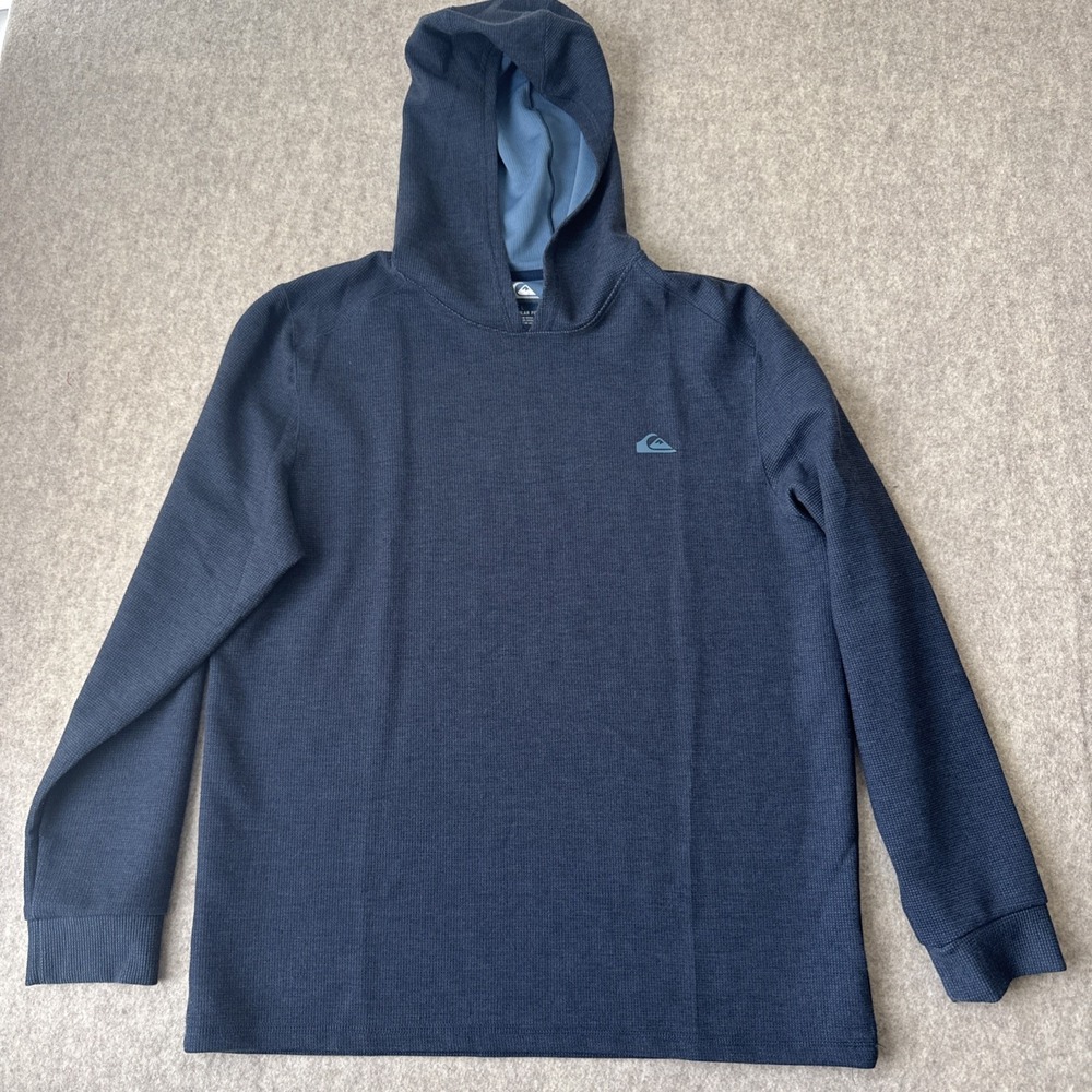 Quicksilver Thermal Hoodie Mens Large Blue Regular Fit Pullover